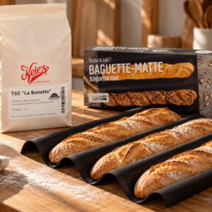 Banette und Baguette Matte auf einem Tisch